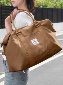 Bolso de lona con diseño de parche - Marrón - Ver 2