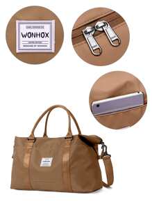 Bolso de lona con diseño de parche - Marrón - Ver 5