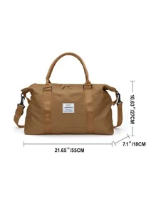 Bolso de lona con diseño de parche - Marrón - Ver 7