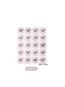 100pcs/1roll Heart Print Gift Sticker, Rose Gold Clear Envelope Seal Sticker, Multifunction Gift Bag Box Sealing Decal Valentine Day - Rose Gold - View 3