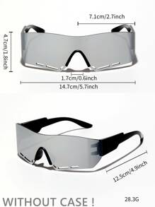 Men Flat Top Shield Fashion Glasses - Silver - View 1