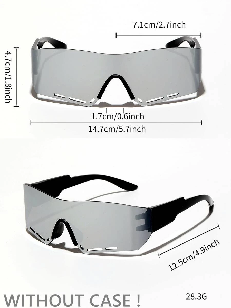 Men Flat Top Shield Fashion Glasses - Silver - View 1