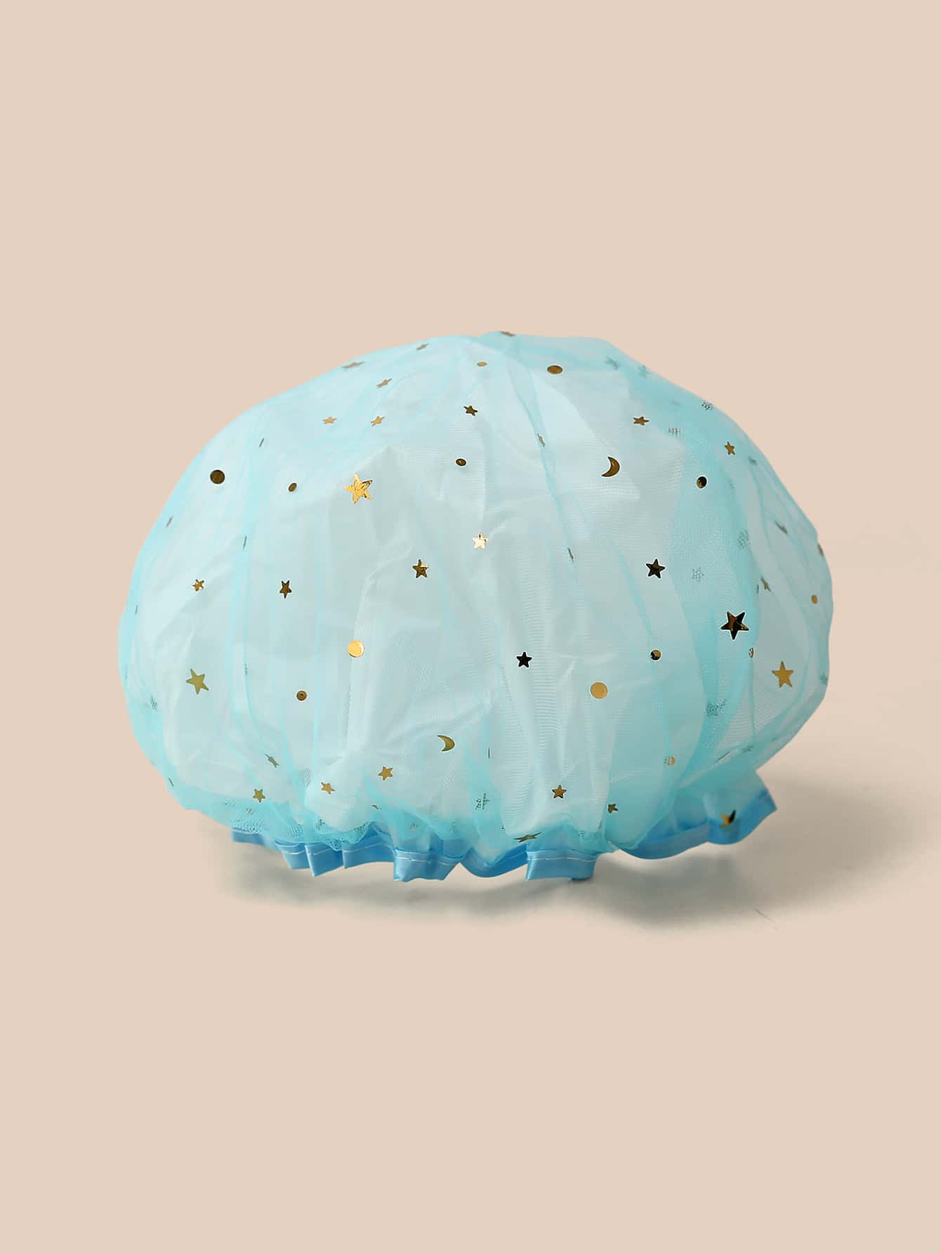 1入組PE浴帽星形圖案雙層防水浴室浴帽 - 藍色 - 查看 1