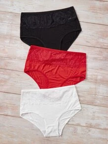 Plus 3pack Contrast Lace Panty - Multicolor - View 3