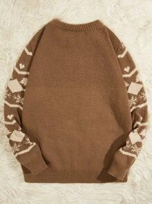 Manfinity RebelGame Men Christmas Pattern Jumper - Mocha Brown - View 2