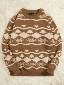 Manfinity RebelGame Men Christmas Pattern Jumper - Mocha Brown - View 3