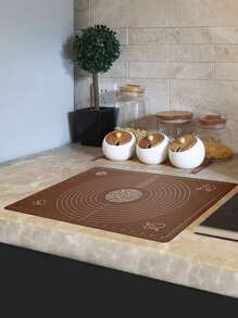 1pc Silicone Baking Mat, Coffee Brown Anti-slip Rectangle Dough Rolling Mat For Household - Coffee Brown - View 1