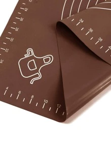 1pc Silicone Baking Mat, Coffee Brown Anti-slip Rectangle Dough Rolling Mat For Household - Coffee Brown - View 3