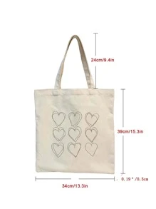 愛心圖案購物袋 - 米色 - 查看 3