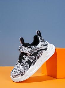 男孩圖案魔術貼運動鞋 - 黑與白 - 查看 2