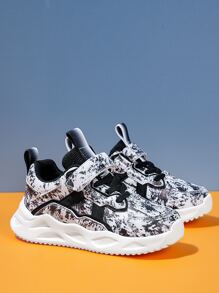 男孩圖案魔術貼運動鞋 - 黑與白 - 查看 6