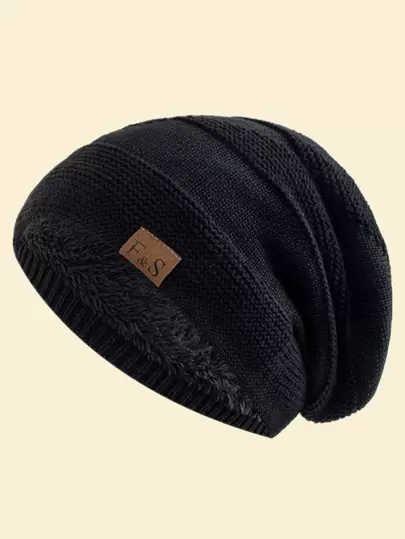 JZML 男式字母标签装饰毛绒衬里宽松便帽休闲秋季装