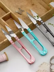 1pc Random Color U-shaped Scissors, Small Stainless Steel Thread Scissors For DIY Sewing - Multicolor - View 1