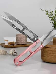 1pc Random Color U-shaped Scissors, Small Stainless Steel Thread Scissors For DIY Sewing - Multicolor - View 5