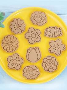 8入組花朵形狀餅乾印章