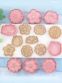 8入組花朵形狀餅乾印章