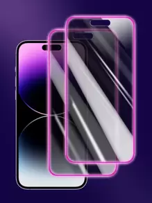 2 件紫色防偷窥夜光手机屏幕保护膜适用于 14 6.1 英寸/ 13/13 Pro 6.1 英寸/15/15 Pro Max/ 16/16 Pro/16 Pro Max 生日、家人、朋友礼物钢化玻璃、防窥、手机配件