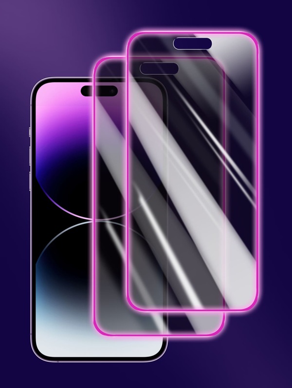 2pcs Purple Anti-Peeping Luminous Phone Screen Protector For IPhone 14 6.1"/ IPhone 13/13 Pro 6.1"/15/15 Pro Max/IPhone 16/16 Pro/16 Pro Max Gift For Birthday, Family, Friends Tempered Glass, Anti-Spy, Phone Accessories