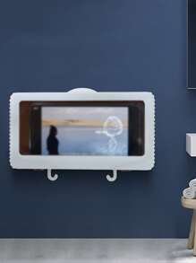1pc Waterproof Wall Mounted Phone Storage Box - White - View 4
