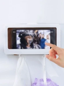 1pc Waterproof Wall Mounted Phone Storage Box - White - View 5