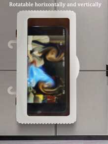 1pc Waterproof Wall Mounted Phone Storage Box - White - View 3