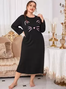 大碼卡通圖案睡裙