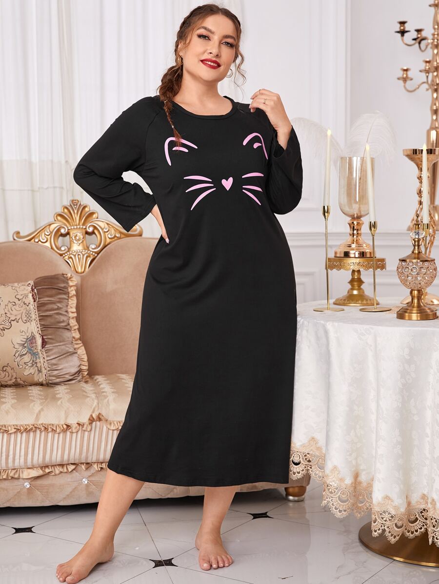 大碼卡通圖案睡裙