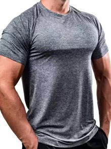 Manfinity Sport Corelite Camiseta deportiva para hombres, mangas raglán con diseño de teñido espacial - Gris - Ver 1