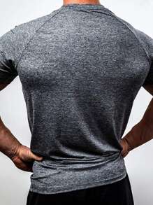 Manfinity Sport Corelite Camiseta deportiva para hombres, mangas raglán con diseño de teñido espacial - Gris - Ver 2