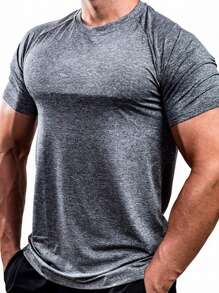 Manfinity Sport Corelite Camiseta deportiva para hombres, mangas raglán con diseño de teñido espacial - Gris - Ver 3