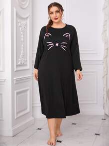 大碼卡通圖案睡裙