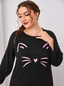 大碼卡通圖案睡裙