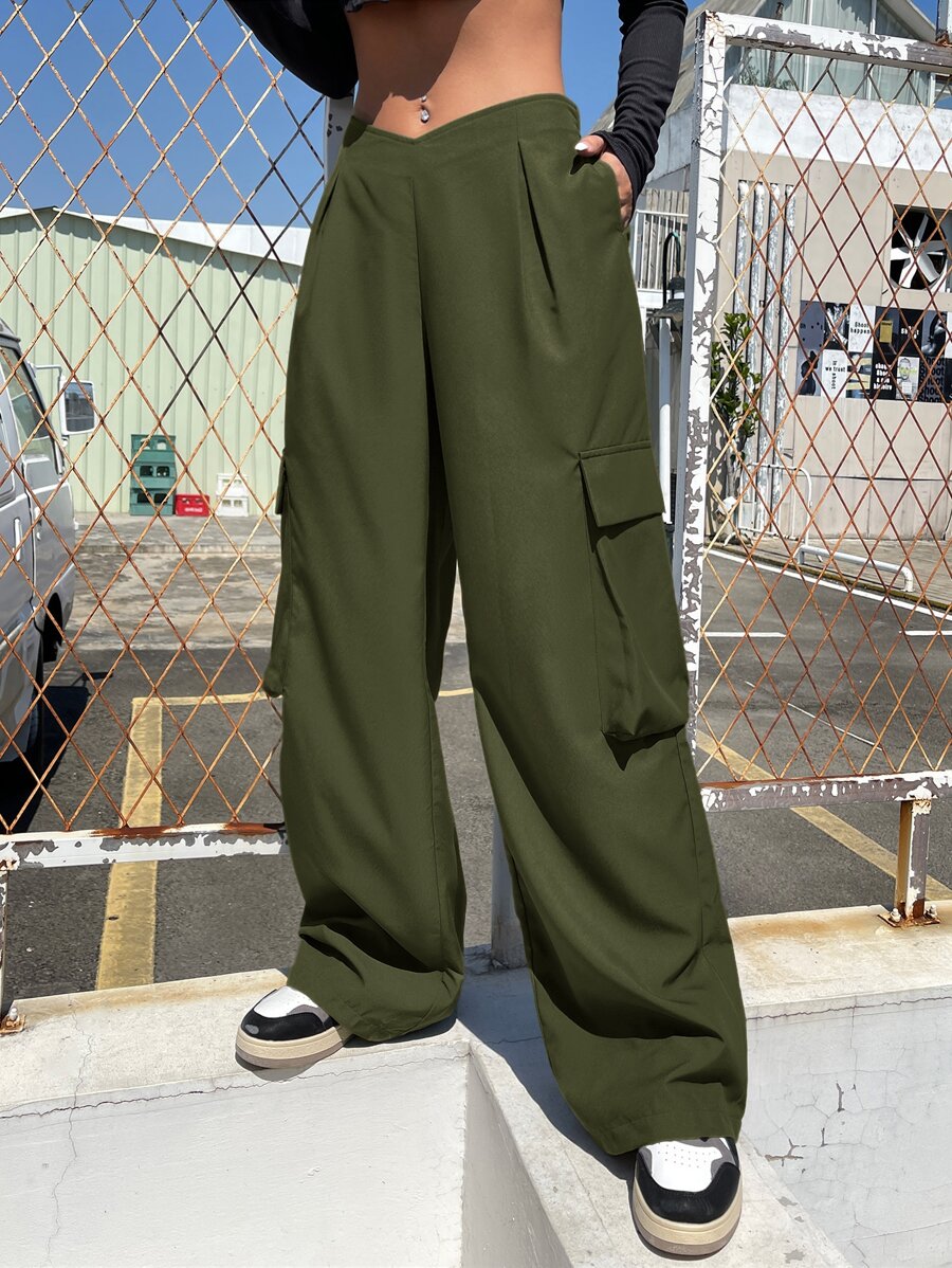 SHEIN Coolane 側翻蓋口袋工裝褲