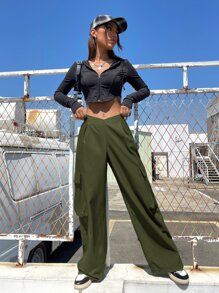 SHEIN Coolane 側翻蓋口袋工裝褲