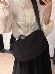 Minimalist Hobo Bag - Black - View 7