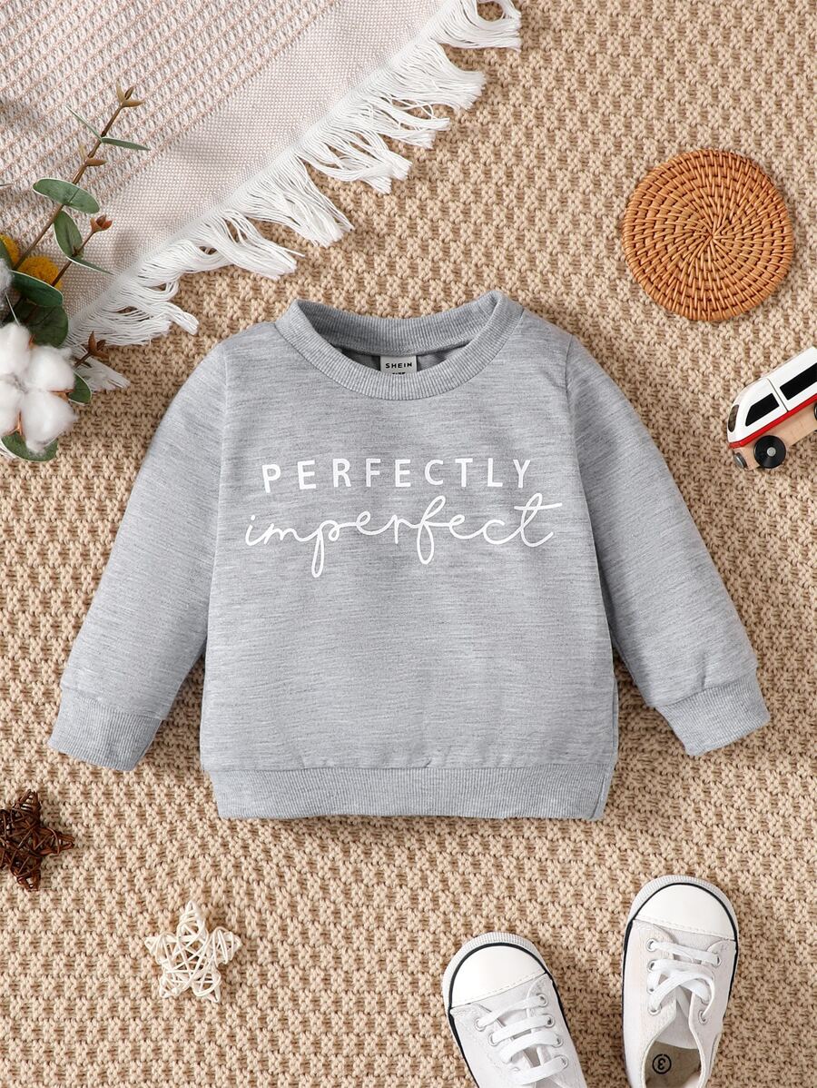 Baby Boy Letter Graphic Sweatshirt - Grey - View 1