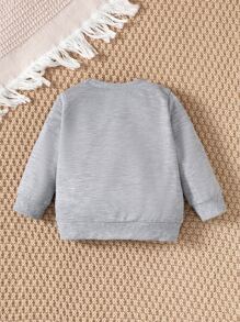 Baby Boy Letter Graphic Sweatshirt - Grey - View 2