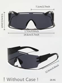 1 par de gafas de moda con diseño sin montura sólido negro, hueco y futurista estilo cyberpunk (incluye correa para gafas, sin estuche de gafas) para verano, playa, vacaciones, al aire libre, viaje - Negro - Ver 7