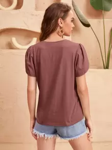 SHEIN Clasi Camiseta unicolor manga tulipán