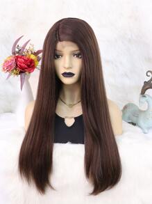 Tóc giả tổng hợp dài thẳng có phần ren phía trước - màu nâu - Xem 3