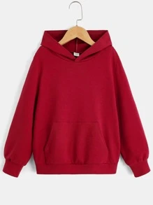 SHEIN Tween Boy Cartoon & Slogan Graphic Drop Shoulder Sweatshirt - Burgundy - View 2