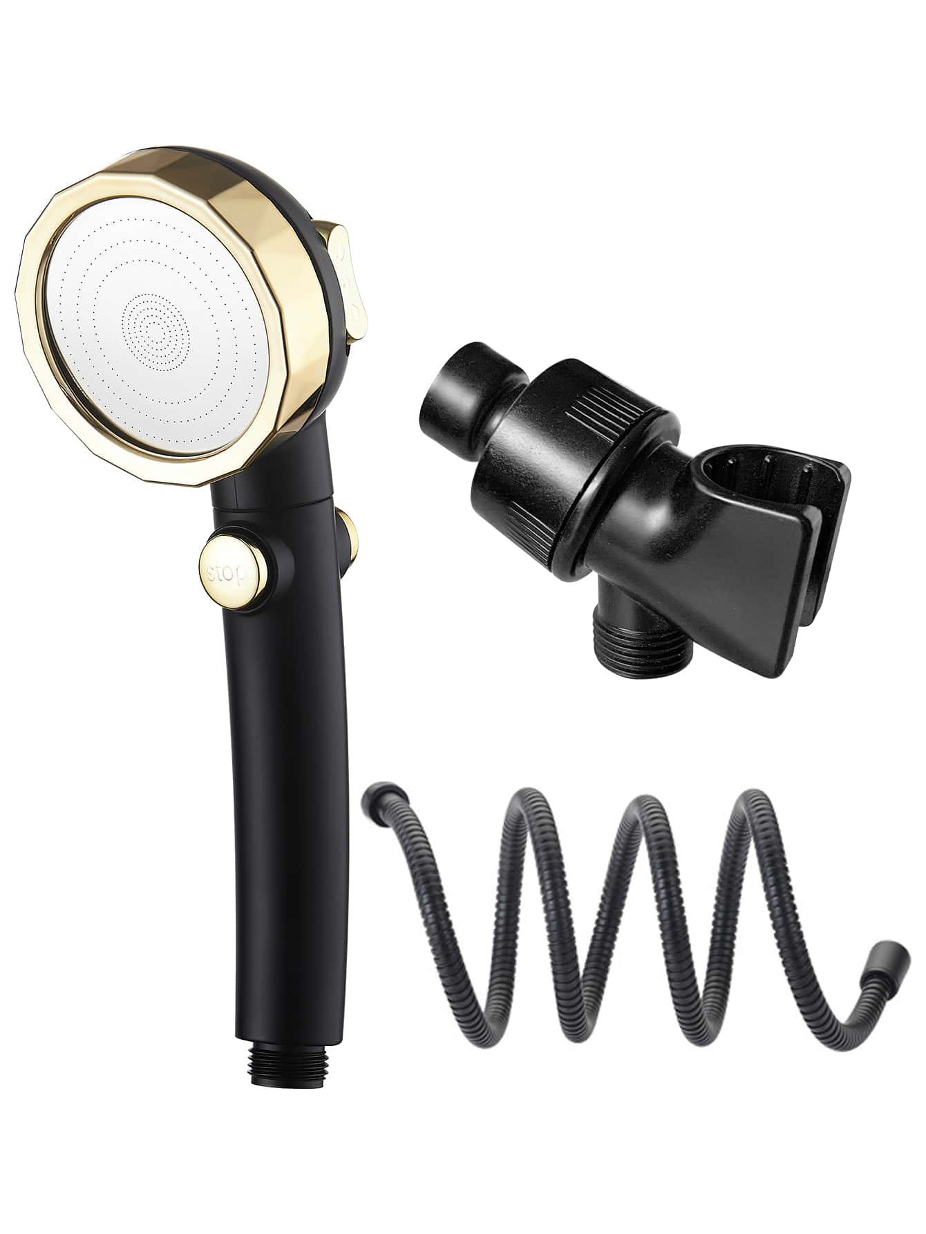 1pc Shower Head & 1pc Shower Head Holder & 1pc Solid Hose - Multicolor - View 1