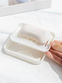 1 pieza Jabonera doble capas drenaje - Blanco - Ver 2