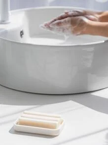 1 pieza Jabonera doble capas drenaje - Blanco - Ver 4
