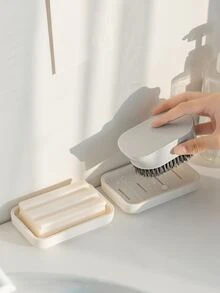 1 pieza Jabonera doble capas drenaje - Blanco - Ver 7