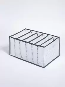 1pc Floral Pattern Clothes Storage Box, Multifunction Pants Storage Box For Home - Grey - View 3