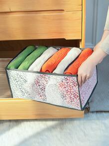 1pc Floral Pattern Clothes Storage Box, Multifunction Pants Storage Box For Home - Grey - View 5