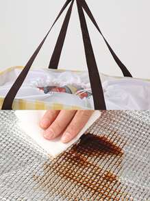 1pc High Capacity Non-woven Fabric Lunch Bag,Boho Gingham Portable Reusable Lunch Bag For Office Work School Picnic Beach - Yellow - View 7