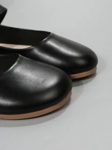 Round Toe Mary Jane Women's Flat Shoes, Outdoor Fashionable Comfortable All-Match Women's Flat Shoes For Spring And Autumn - Black - View 7