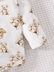 SHEIN 男婴童卡通圖案連體衣和3D耳朵設計背帶連身褲